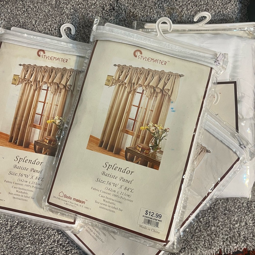 Splendor Batiste Panel- sheer White- 4 PAIRS